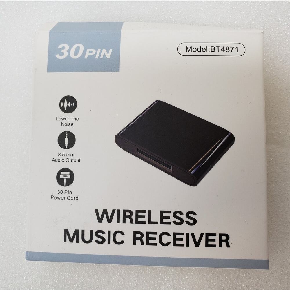 30-Pin Bluetooth 5.0 Wireless Audio Music Receiver (Model: BT4871 / Black)